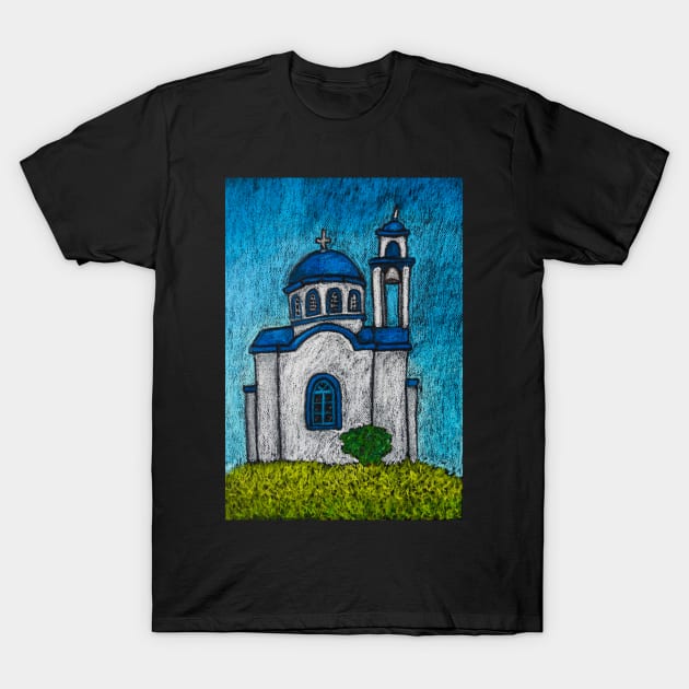 Blue Temple on a Hill T-Shirt by Stus Road Trips